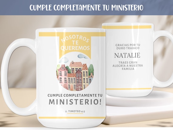 Spanish JW Personalized Mug Pioneer Appreciation Gift PSS Cumple Completamente Tu Ministerio Gift for Pioneer School Gift with Custom Name