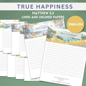 Ministerio de redacción de cartas de JW Papel membretado JW La verdadera felicidad Mateo 5:3 Hojas de membrete para el servicio de campo Hojas de escritura Papel de suministros para el ministerio