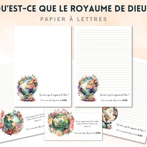 Matthieu 6:10 Révélation 21 4 JW Papier à Lettres, Qu’est-ce que le royaume de Dieu, Campaña especial 2023, tamaño A4