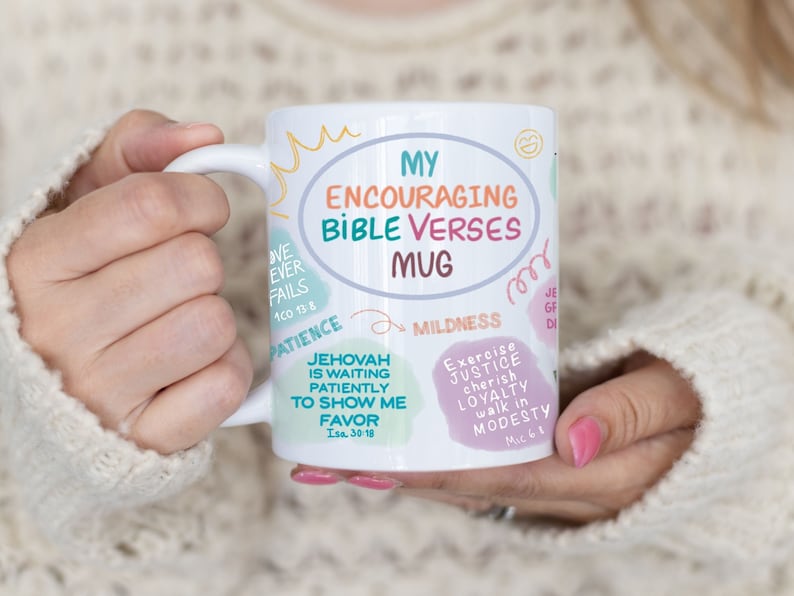 JW Personalized Bible Verse Mug Encouraging Bible Verses Philippians 4:8 Mug Cute Bible Affirmations Mug Custom JW gift Pioneer School Mug image 2