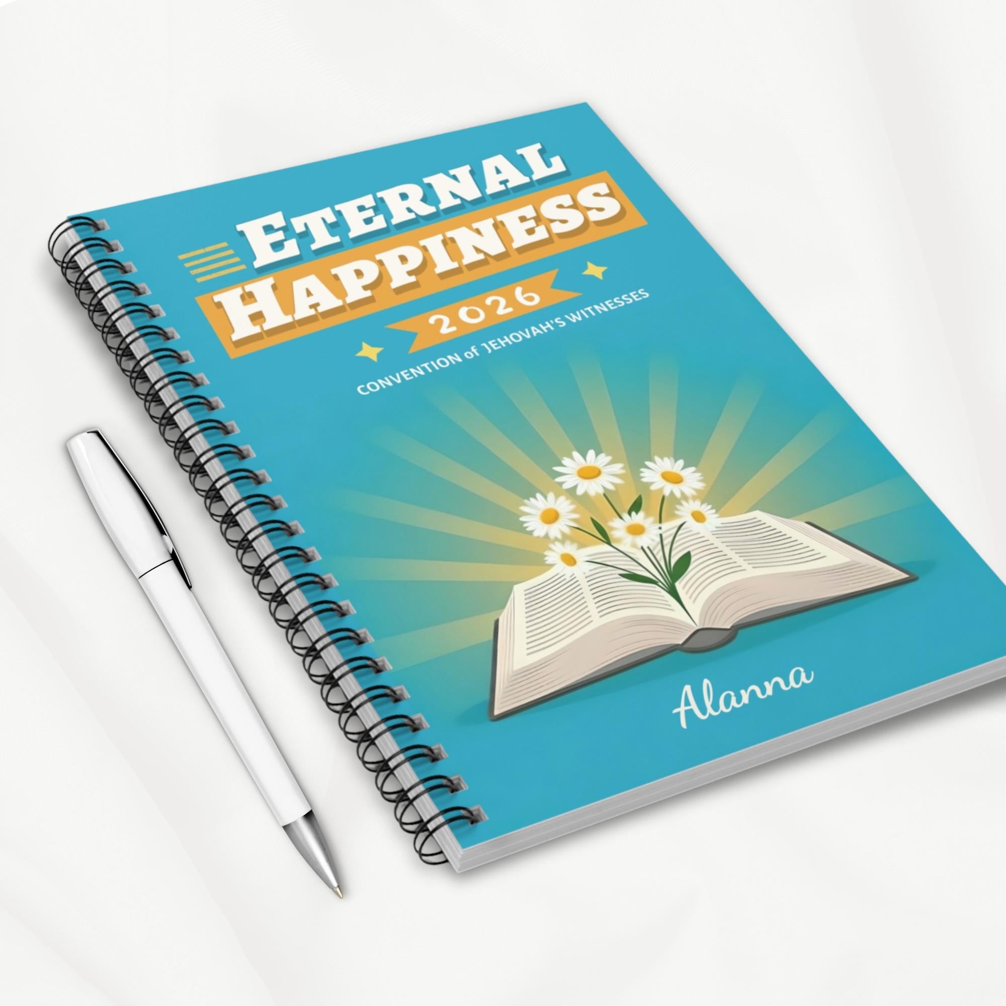 Personalized Eternal Happiness 2026 Convention Spiral Notebook for ...