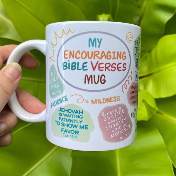 JW Personalized Bible Verse Mug Encouraging Bible Verses Philippians 4:8 Mug Cute Bible Affirmations Mug Custom JW gift Pioneer School Mug