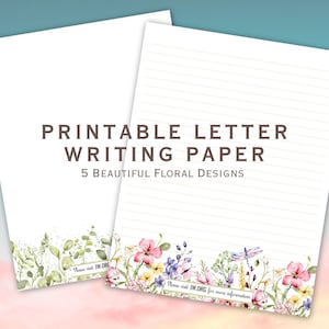 Floral Printable Letter Paper, Line Sheet, Floral Printable Letter