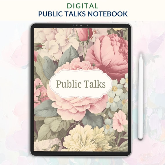 Digital JW Meetings Notebook for Public Talks Botanical Journal Jehovah's Witnesses Meeting Notebook GoodNotes Notability Unlined and Lined