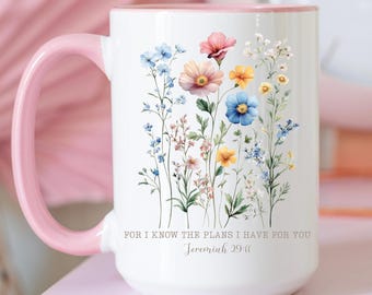 Personalized Floral Bible Verse Coffee Mug - Jeremiah 29:11