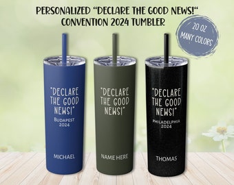 Declare the Good News Tumbler, Customisable Special Convention 2024 Tumbler, Gift for Pioneers