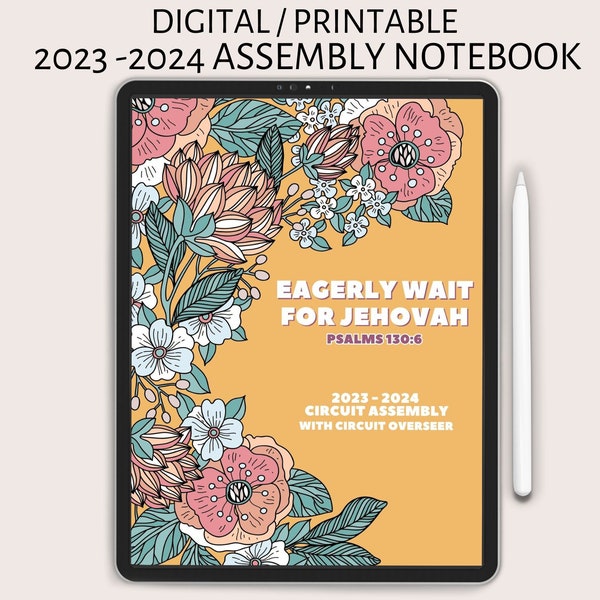 Eagerly Wait For Jehovah JW Digital Assembly 2023 2024 Notebook,  Goodnotes Notability