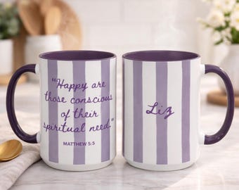 JW Mug Bible Verse Gift Year Text Coffee Cup Gift Personalized Coffee Cup for JW Brothers and Sisters Custom Name Matthew 5:3 Present
