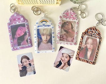 Llavero portatarjetas fotográficas KPOP / Colgante de llavero fotográfico / Tamaño de viaje / Almacenamiento para tarjetas fotográficas / Mini organizador / Idea de regalo / Estuche Lanyard