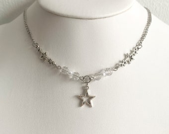 Collar de estrellas Y2K / Cuentas colgantes celestiales / Joyería grunge / Cuentas de encanto de joyería streetwear / Accesorios con cuentas / Idea de regalo / Hecho a mano