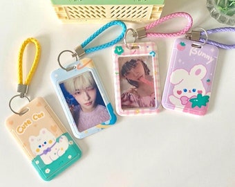 KPOP Fotokartenhalter Schlüsselanhänger | Foto-Schlüsselanhänger | Reisegröße | Aufbewahrung für Fotokarten | Mini-Organizer | Geschenkidee | Lanyard-Etui