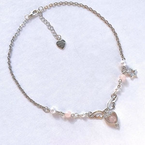 Cute star heart necklace Wings pendant beads Beaded jewelry Fairycore jewellery charm bead Pearl accessories Gift idea Handmade zdjęcie 4