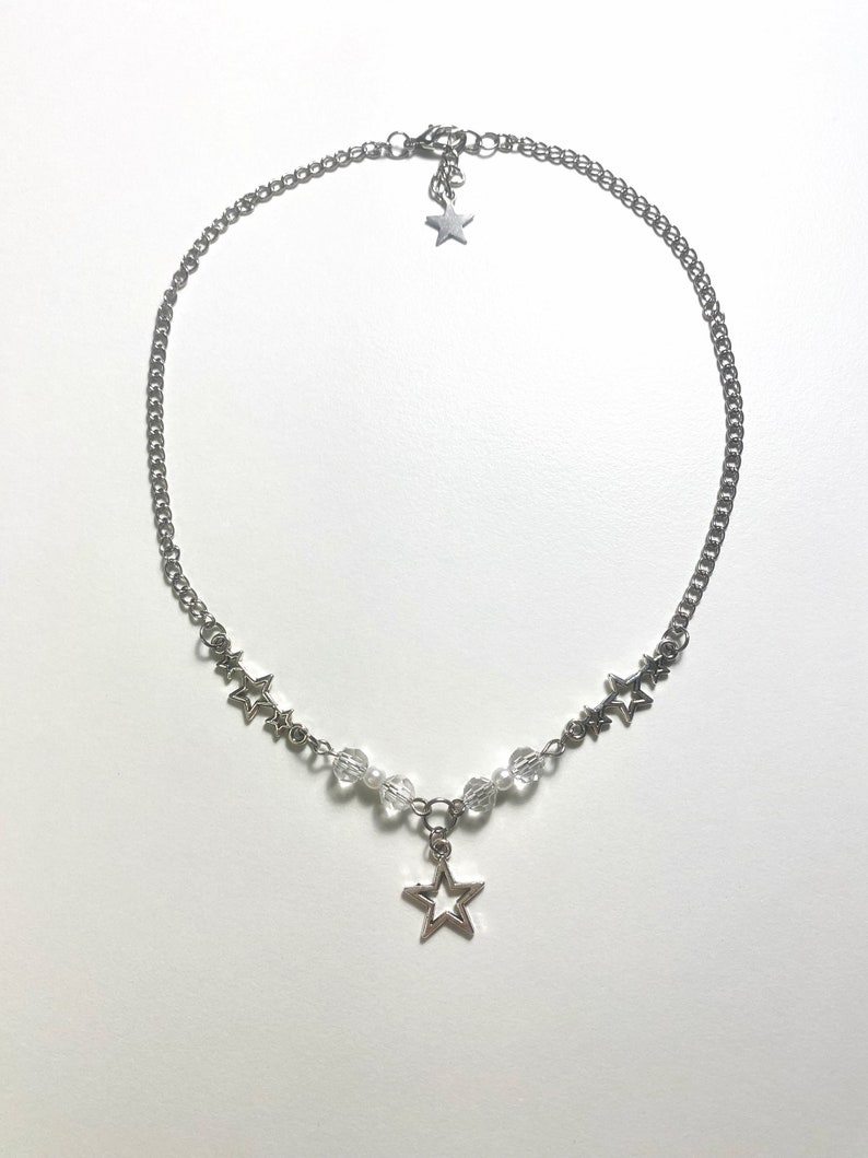 Collier étoile de l'an 2000 Pendentif perles célestes Bijoux grunge Bijoux streetwear charm perle Accessoires en perles Idée cadeau Fait main image 4