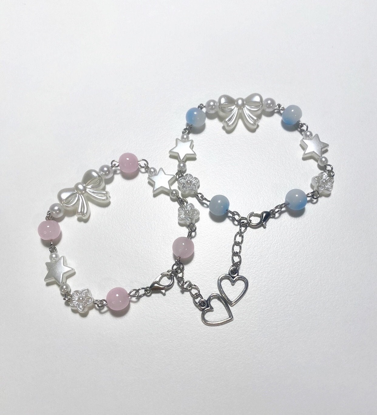 Blue and Pink Coquette Beaded Bracelet with Empty Jar Charm –  TonightSamJewelry