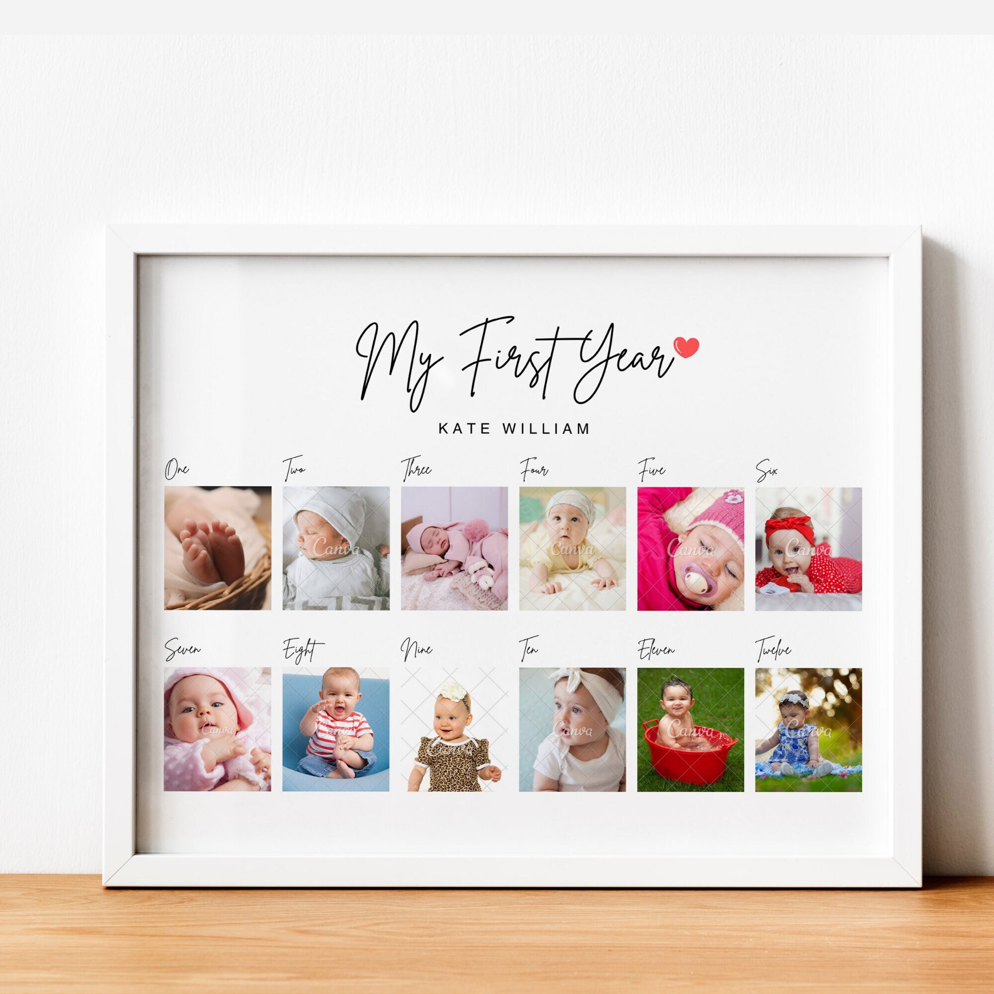 Baby First Year Collage Gift Canva Template Baby Birthday Etsy