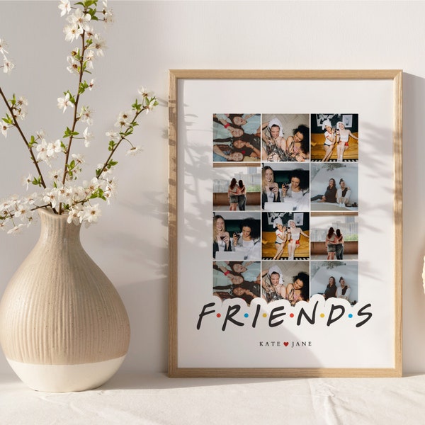 Best friend photo collage Canva Template Bff Photo Gift Bff Collage Bestie Custom frame Personalized gift for friends Instant download