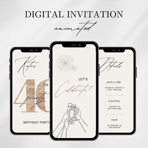 Digital 40th Birthday Party Invitation | Forty Women Birthday | Mobile Party Invitation | Editable Template | Electronic Birthday Invite
