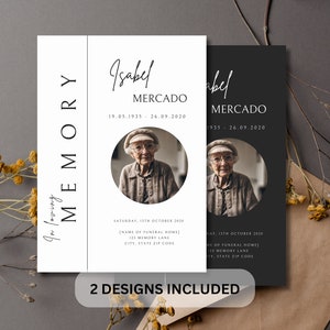 Minimalistische Beerdigungsprogramm-Vorlage: Feier des Lebens (Canva Editable, Printable)