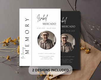 Minimalist Funeral Program Template: Celebration of Life (Canva Editable, Printable)