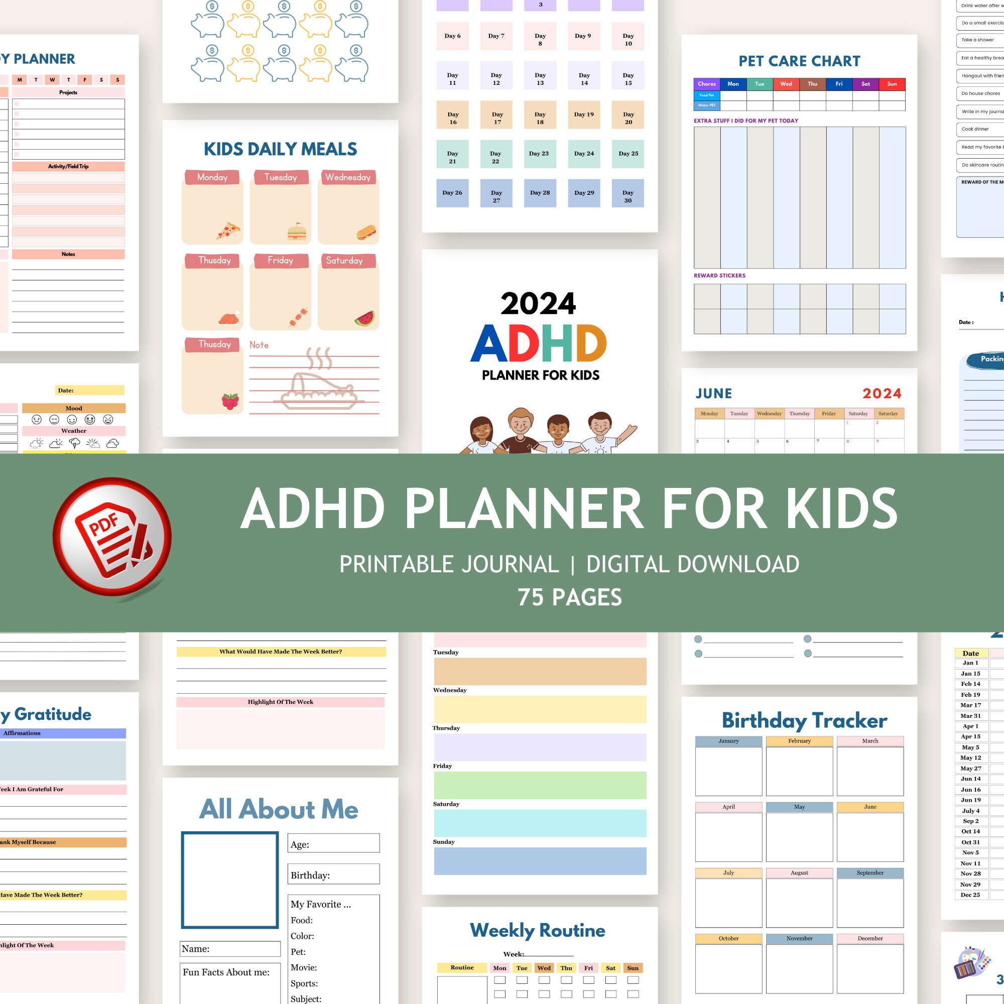ADHS Planer für Kinder ADHS Journal ADHS digitaler Planer - Etsy.de