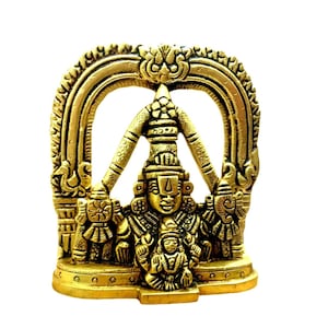 Tirupati Balaji-standbeeld in messing, 6-inch Lord Balaji-idool voor nieuw huis, Lord Vishnu-avatarbeeldje, Shri Venkateswara voor huistempel Pooja