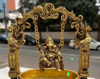 Brass Ganesh Jhula  statue 9'(22.5) inch  brass Ganesha Jhula  culture religious home decor, good luck gift for new begining