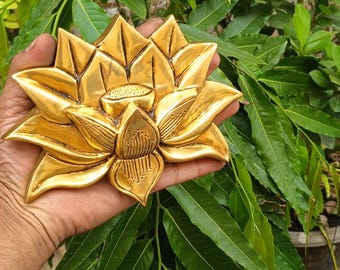 Elevate your home décor with this exquisitely crafted Brass Lotus Wall Hanging, a symbol of purity, beauty, and spiritual awakening