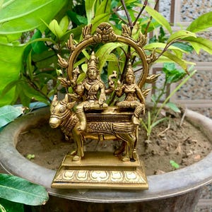Handmade Brass Shiva Parvati - Shiv Parivar Bholenath Shankar Ganesh Family Murti Idol Statue Sculpture