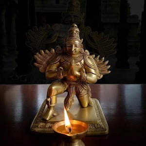 Brass Garuda Statue: Vishnu Vehicle, Hindu Decor