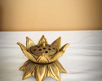 Brass Lotus Incense Burner Stand, Home Decor