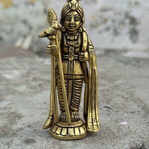 Mosiężna statua Murugana | Idol Lorda Kartikeyi | Rzeźba hinduskiego boga | Dekoracja pokoju Pooja