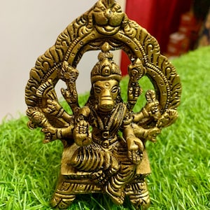 Brass Frame Varahi Goddess Statue, 15.24CM Varahi Lakshmi Pooja idol, Lord Vishnu Varaha Avatar, The Ashta Bhuja Goddess Varahi, Eight Armed