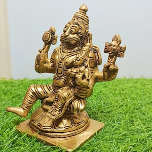 Super fine Narshimha Laxmi statue 5 inch brass  culture religious home decor, good luck gift for new begining for future.
