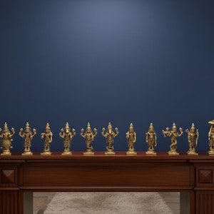 Brass Dasavtar Statue: 10 Avatars of Vishnu, Indian Craftsmanship