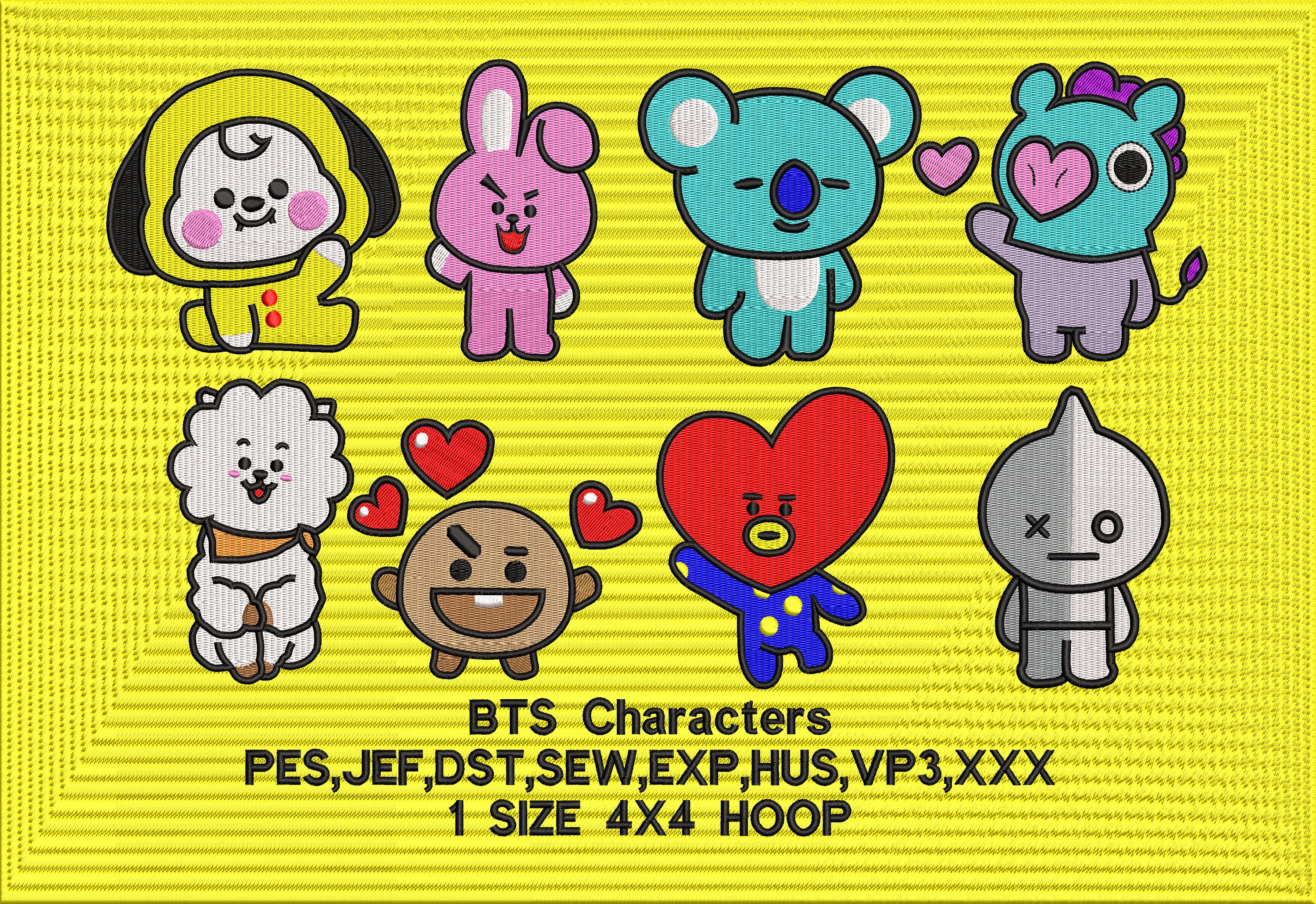NCT チソン　bts  ハイキュー　ナルト　Man オーダー BTS Characters Embroidery Design: BT21 (4x4 Hoop) (digital