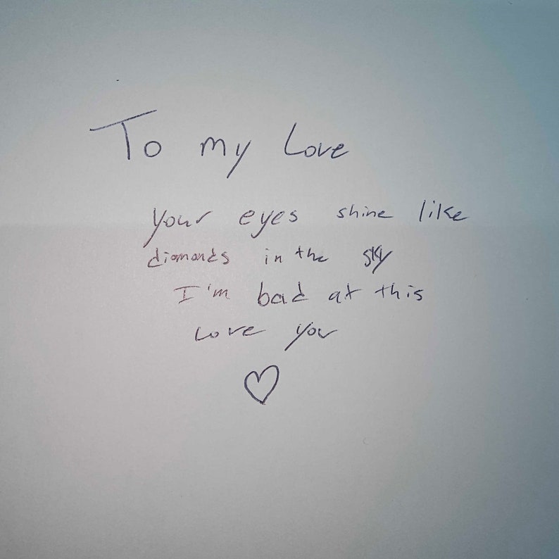 Metal Love Note Card With Couples Photo on the Front PERSONALIZED