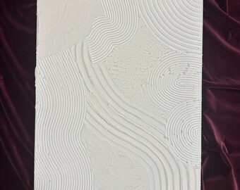 May include: White textured canvas with raised lines and circles creating an abstract design.