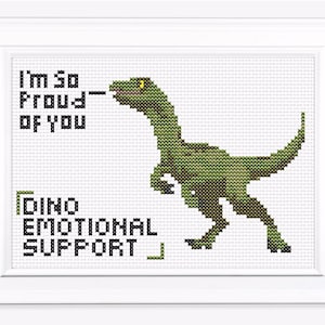 Dinosaur Emotional Support- Design size: 89 x 62 stitches- PDF cross stitch pattern