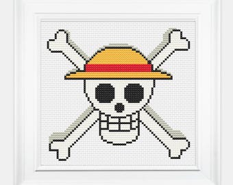 Monkey D. Luffy Flag Cross Stitch Pattern - Digital Download