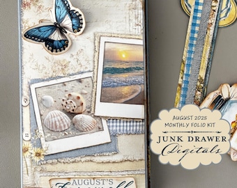 August 2025 Junk Journal Folio Kit: Ephemera, Tags, Cards