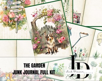 The Garden Junk Journal Full Kit | Gardening Kit  for Junk Journals and Scrapbooking | Floral Theme With Butterflies and Birds | JK006