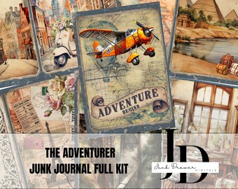 Travel Junk Journal Kit: Vintage Ephemera, Scrapbooking (33 Printable Pages) (Digital Download)