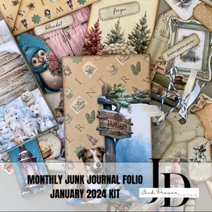 Kit Folio Junk Journal gennaio 2024 / Folio a tema mensile per Junk Journal e Scrapbooking / FK009