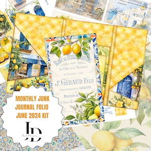 June Junk Journal Folio Kit: Lemon Theme (Digital Download)