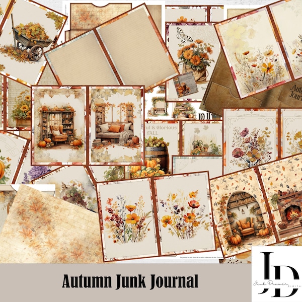 Vintage-Inspired Autumn Junk Journal featuring Charming Floral Accents