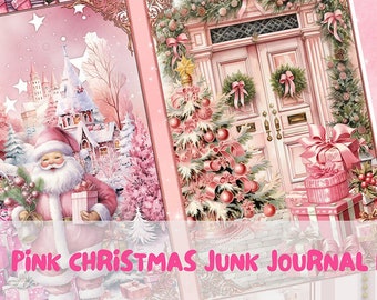 Pink Christmas Junk Journal Folio | Christmas Printables | Festive Digital Downloads | Seasonal Scrapbooking | Tis the season to be pink