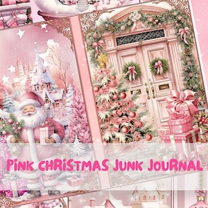 Pink Christmas Junk Journal Folio | Imprimíveis de Natal | Downloads digitais festivos | Scrapbooking sazonal | Esta é a estação para ser rosa