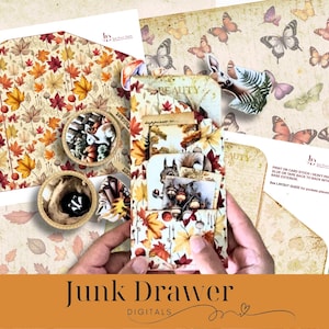 Fall in the Woods Junk Journal Folio Kit - Bezaubernde Waldtiere | Herbst Digitaler Download für Junk Journal und Scrapbooking | JDD032