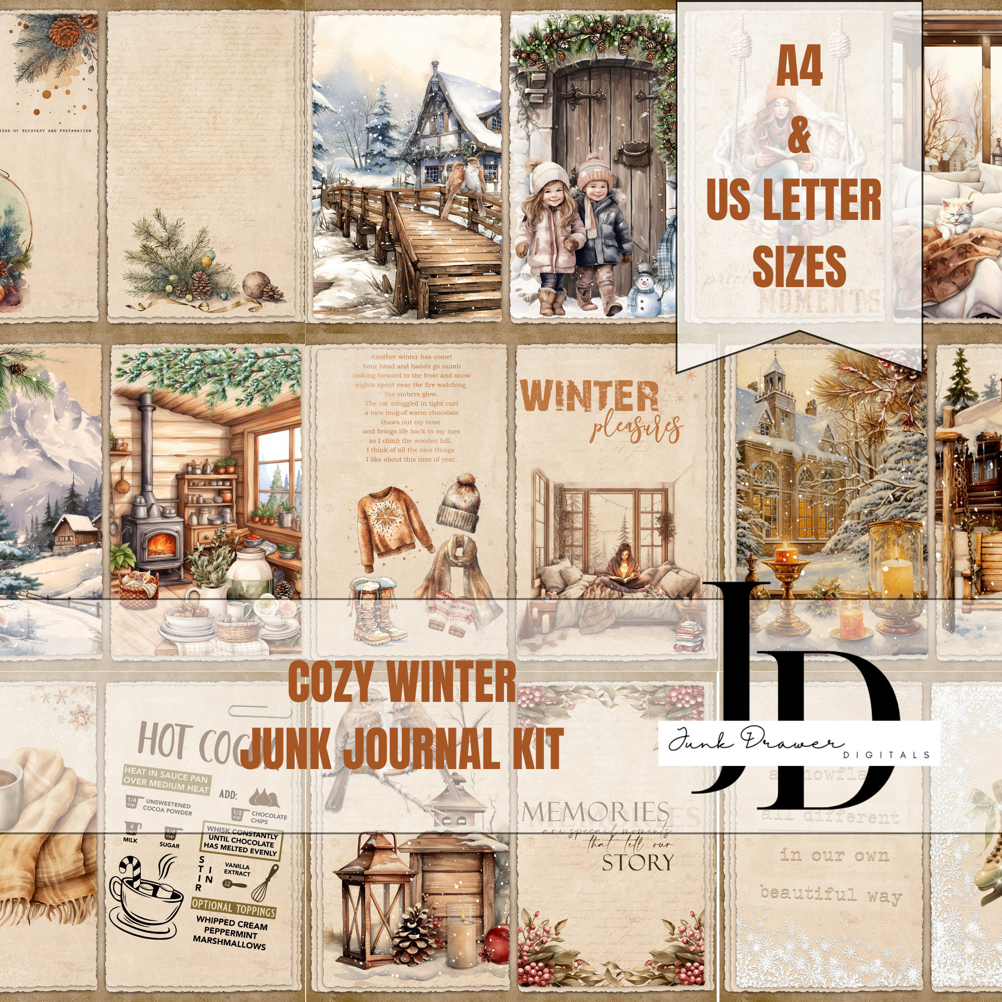 Cozy Winter Junk Journal Kit: Printable Ephemera (digital Download) - Etsy