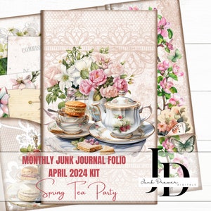 Junk Journal April 2024 Folio Kit | Monatliches Themed Folio für Junk Journals und Scrapbooking | FK014